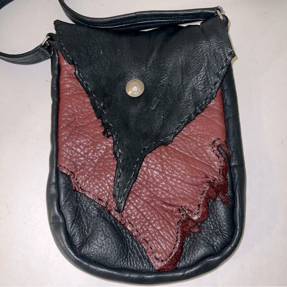 HANDMADE butter soft leather Black and Brown Leather crossbody - Picture 2 of 4